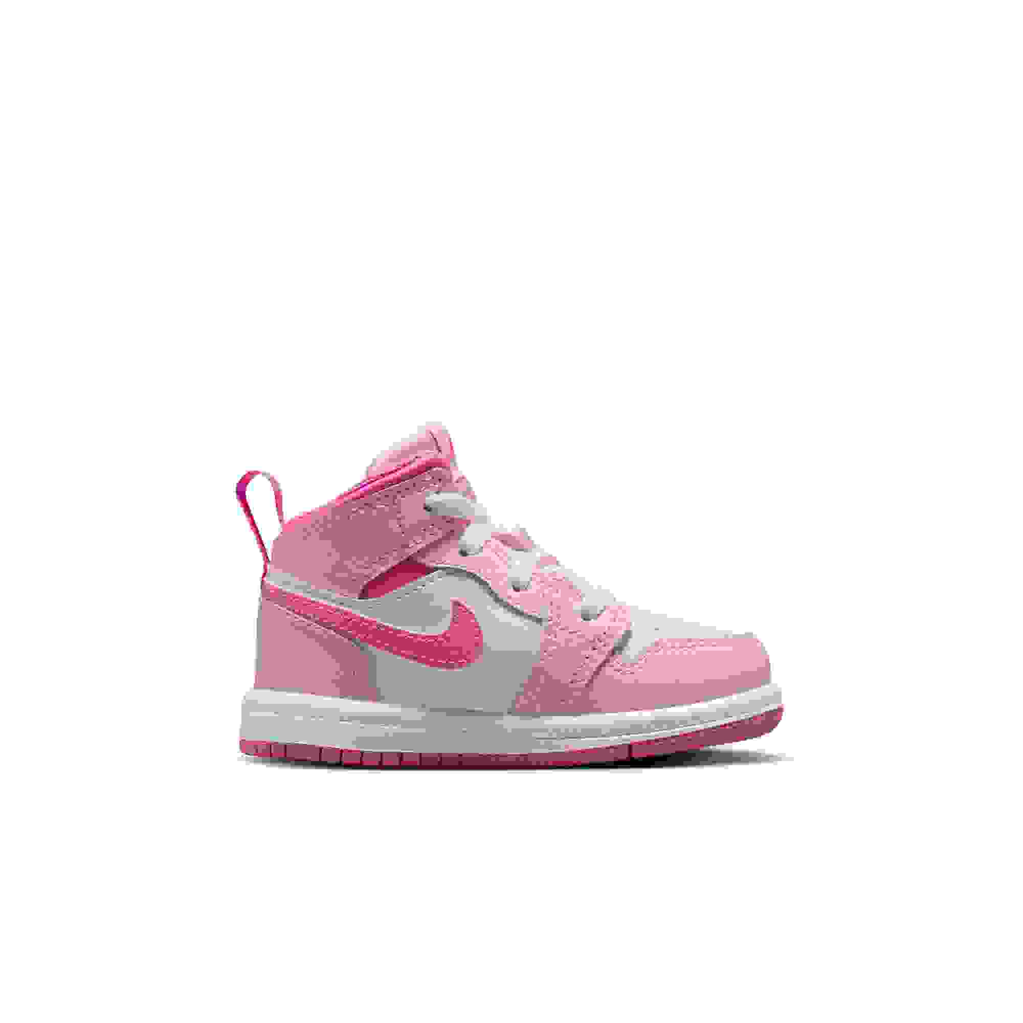 Jordan 1 Mid Toddler Girls' "Pink Foam/China Rose/White" Shoe